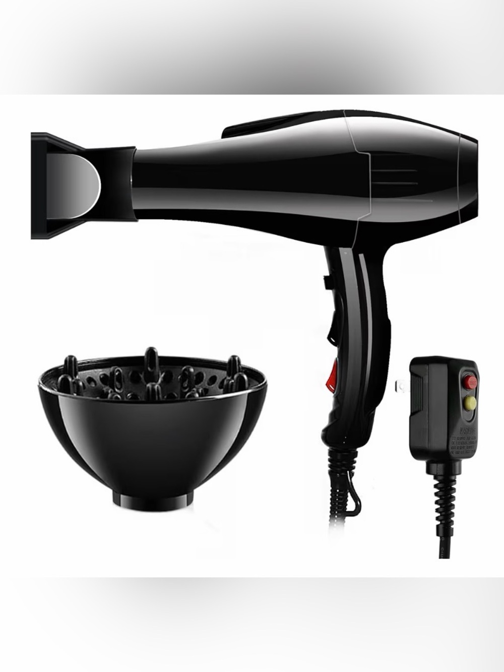 Professional Black Hair Dryer with Diffuser 3 Heat Settings # VA2‎